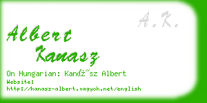 albert kanasz business card